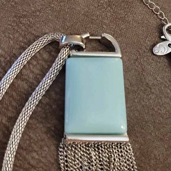 CATO Long Mesh Chain Ceramic Atomic Mod Tassel Lavalier Festival Necklace - Picture 3 of 6